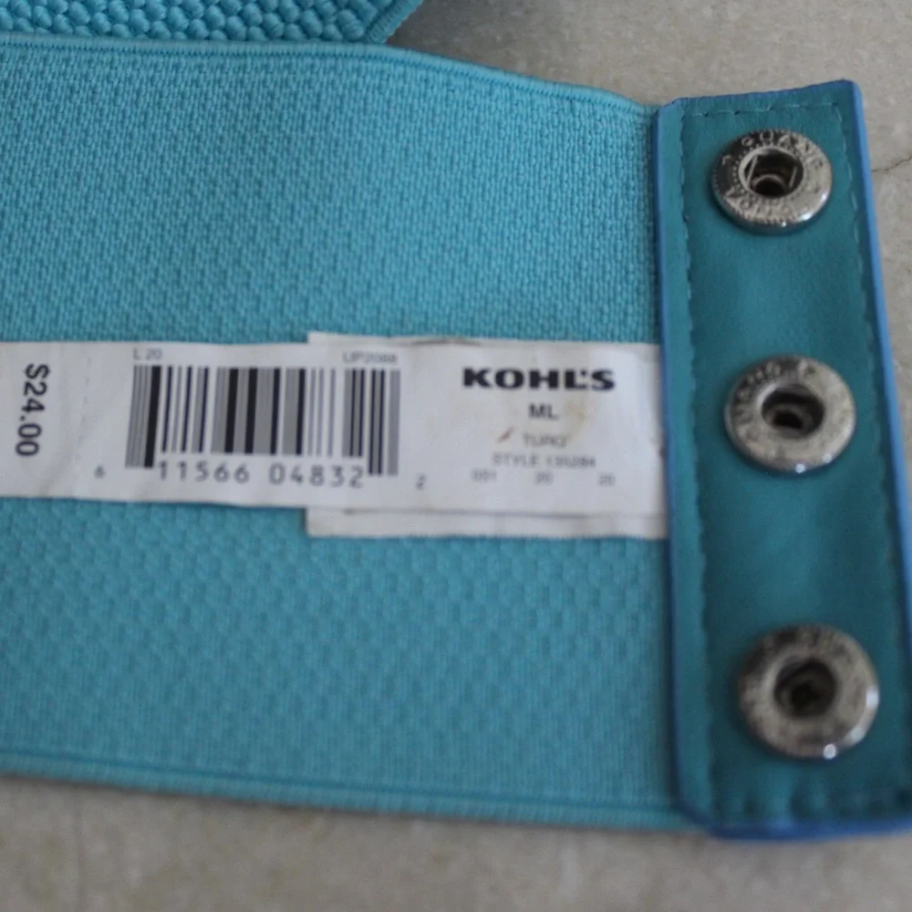 Blue & black zipper flower button belt